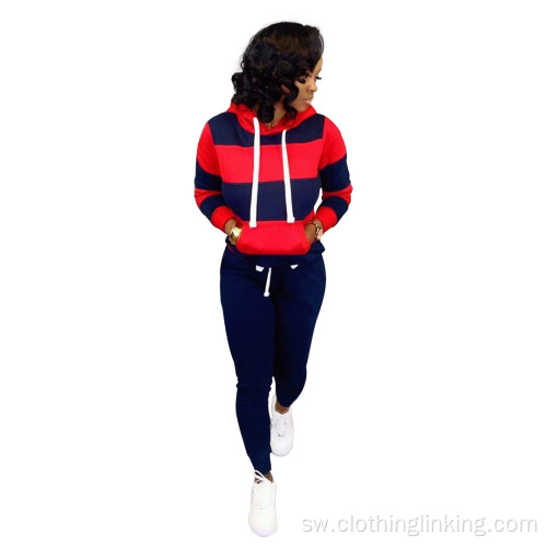 Strip Patchwork Long Sleeve Pullover na Skinny suruali